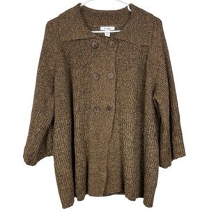 dressbarn Brown Double-Breasted Knit Cardigan size 22/24 dark academia preppy
